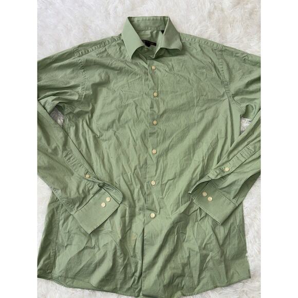 BCBG Attitude Men’s Sz. 15.5/ 34/35 “ Modern Fit” Green Button Down. - Picture 1 of 9